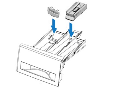 Aperçu des pièces du tiroir à lessive d'un lave-linge Samsung