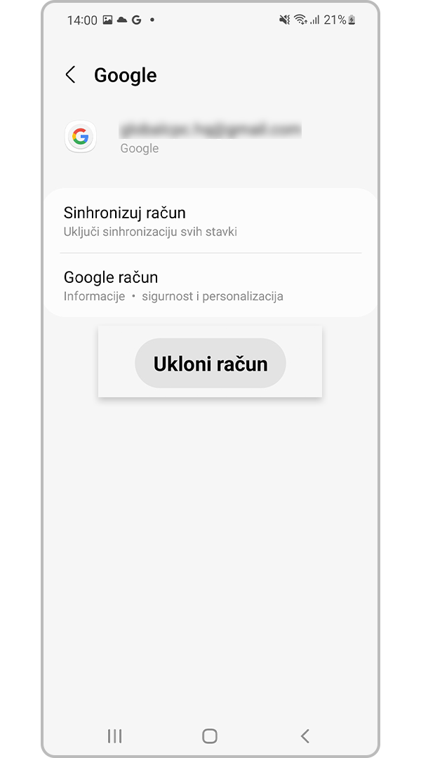 Uklanjanje Google računa