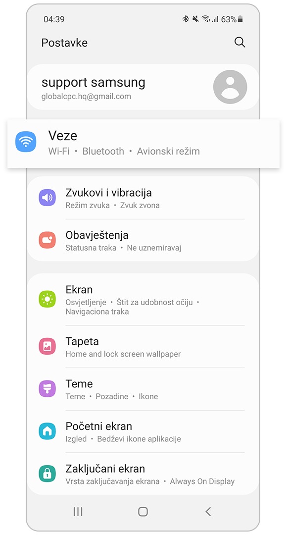 Odaberite postavke veze
