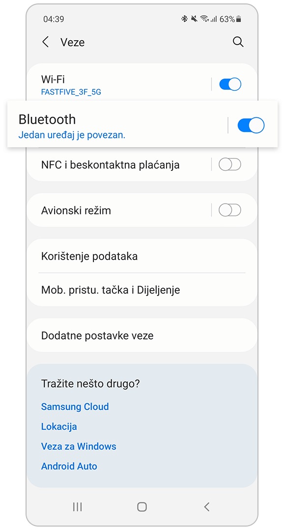 provjerite da li je Bluetooth omogućen