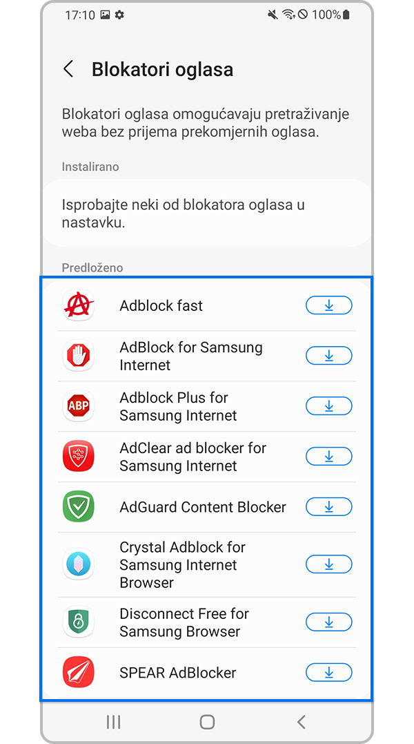 Odaberite neke od predloženih aplikacija