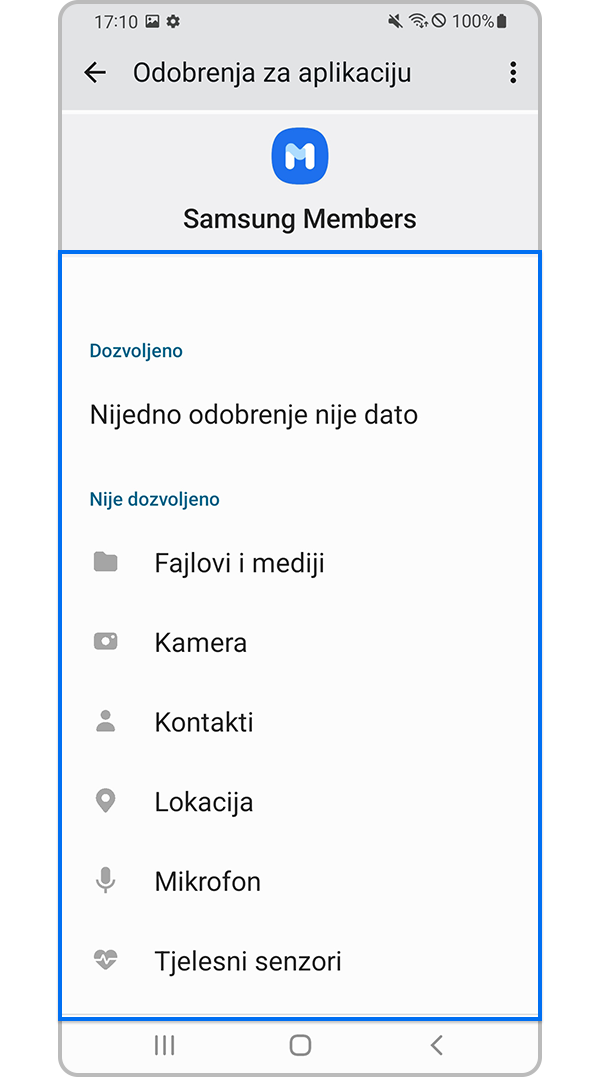 Odaberite dopuštenja za aplikaciju