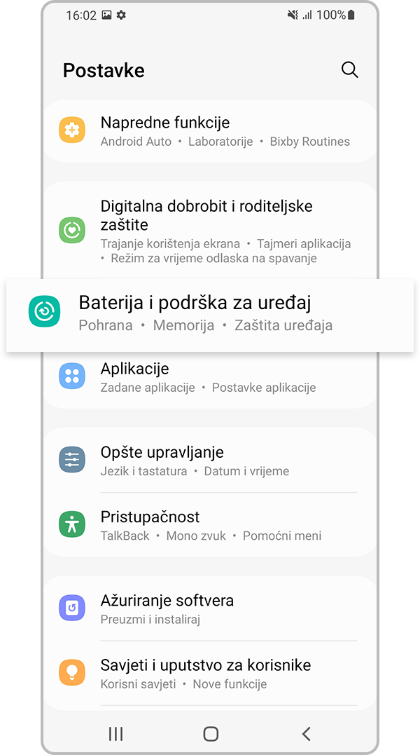 Baterija i podrška za uređaj
