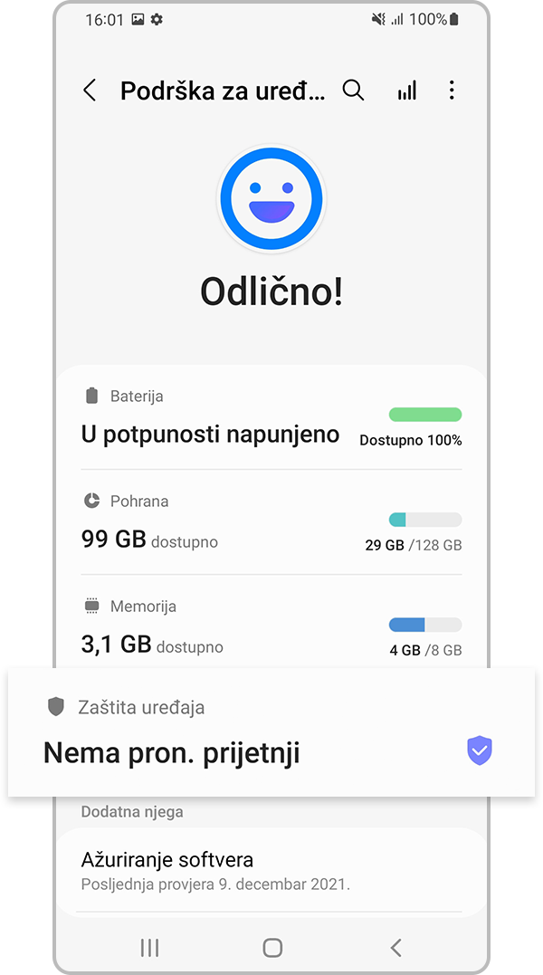 Odaberite funkciju Zaštita uređaja