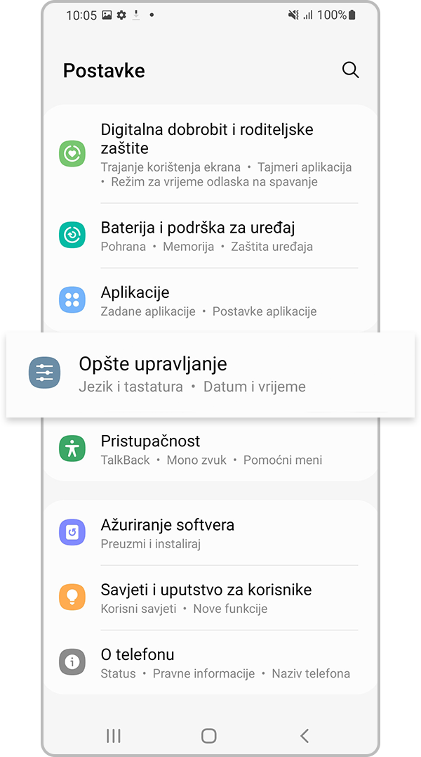 Postavke općeg upravljanja