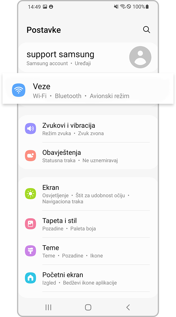ponovno uparivanje Bluetooth uređaja 1. korak