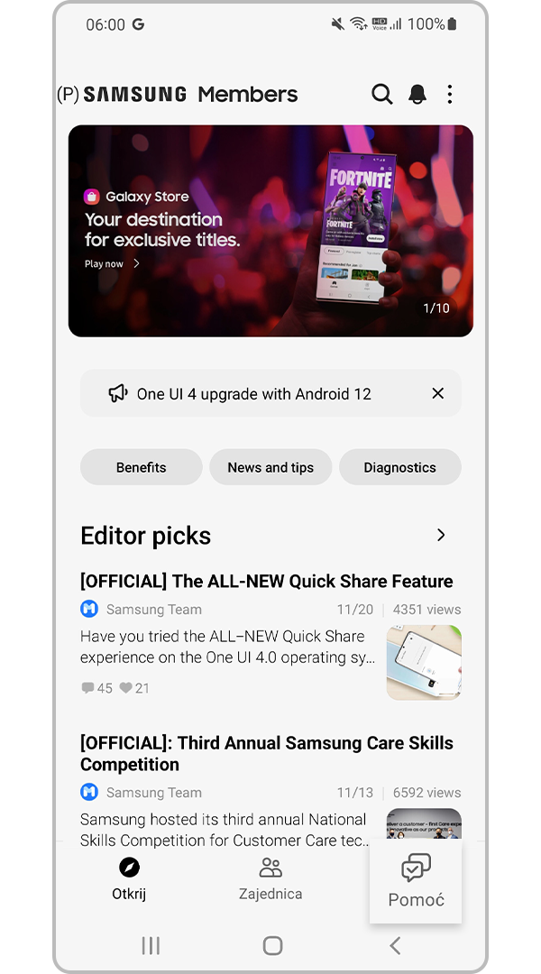 Zatražite pomoć u aplikaciji Samsung Members