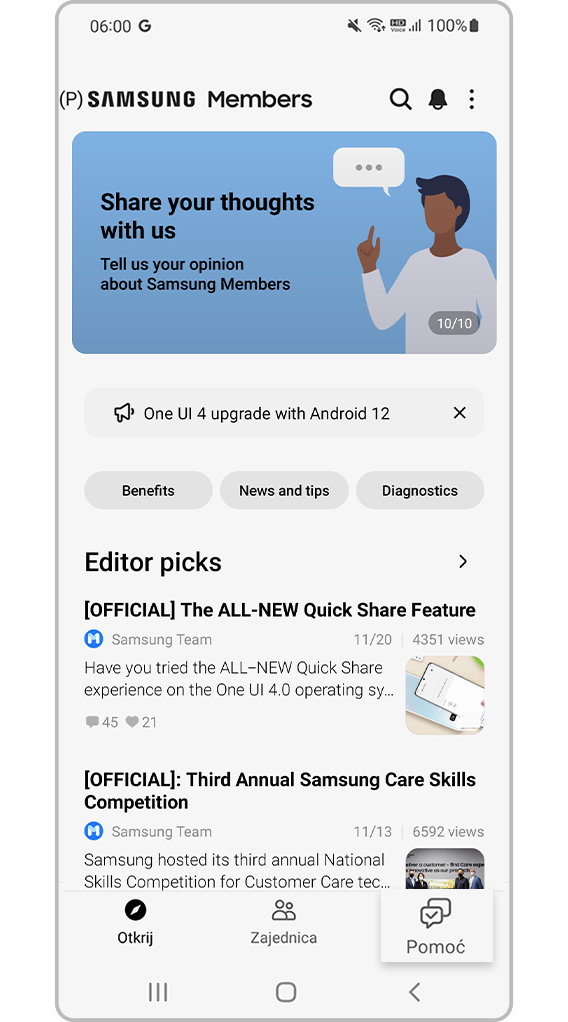Pomoć u aplikaciji Samsung Members