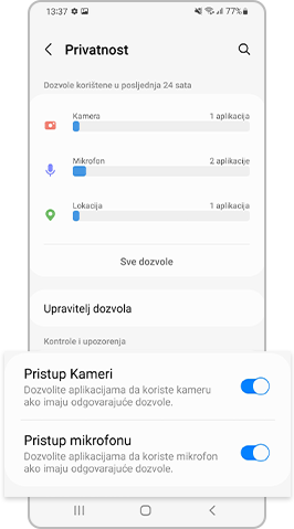 Omogućite pristup kameri i mikrofonu