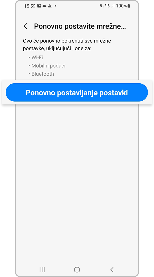 poništavanje postavki mreže 4. korak