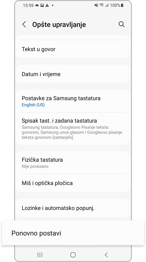 poništavanje postavki mreže 2. korak