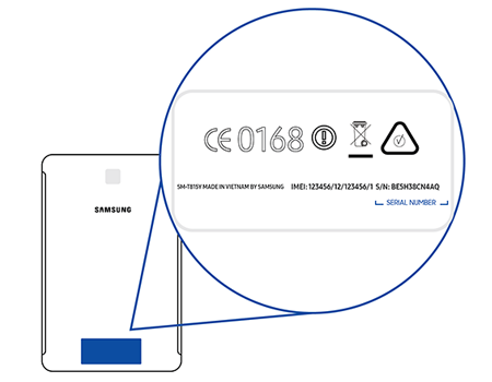 Référence produits à l'arrière de la tablette Galaxy