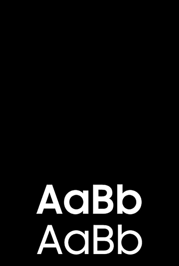 The letters AaBb are written in Samsung Sharp Sans Bold and Medium.