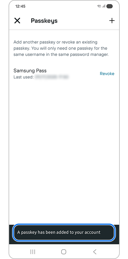 Passkey registration is complete