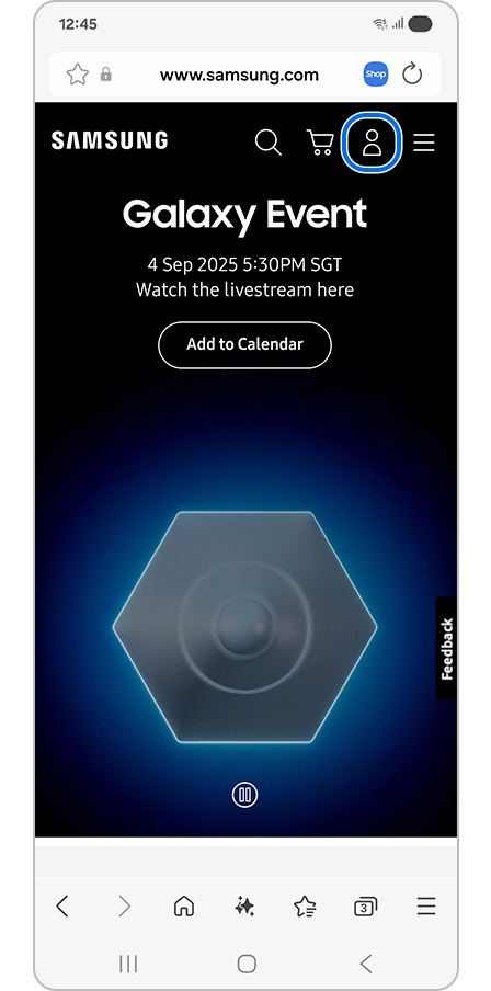 Tapping the account icon