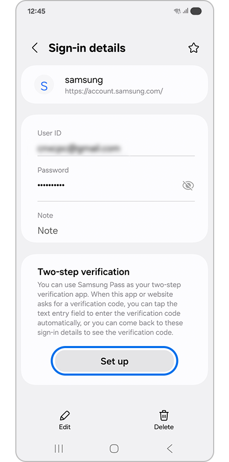 Tapping Set up button