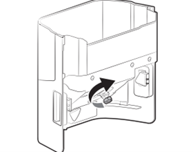 Diagram dat laat zien hoe je de tandwielhendel draait.