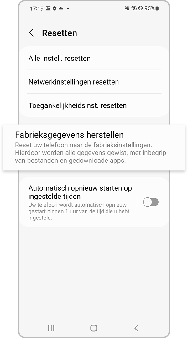 Fabrieksgegevens resetten