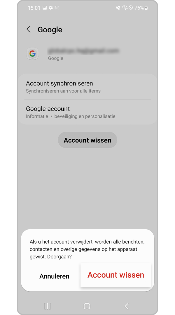 Account bevestigen en verwijderen