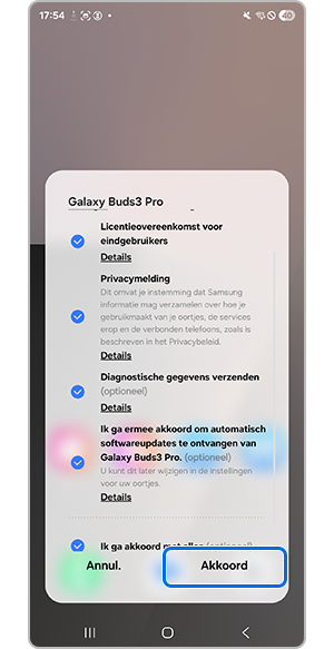 Tik op 'Akkoord' bij de Algemene voorwaarden