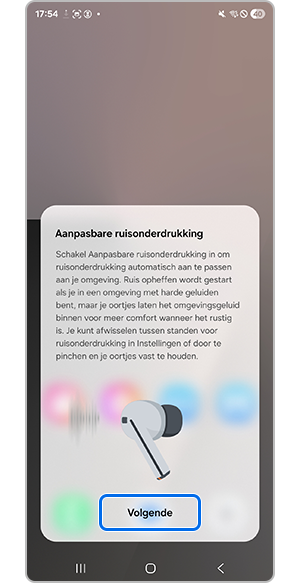 Tik op Volgende voor ruisregeling