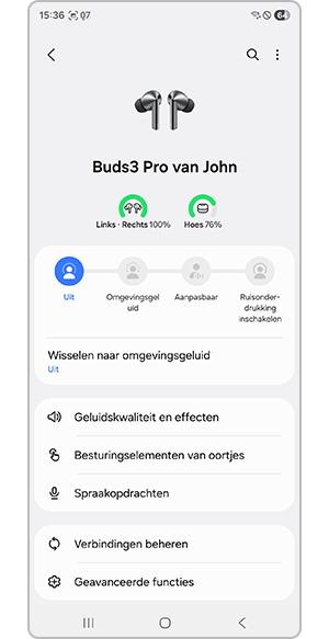 Oordopjes-instellingen