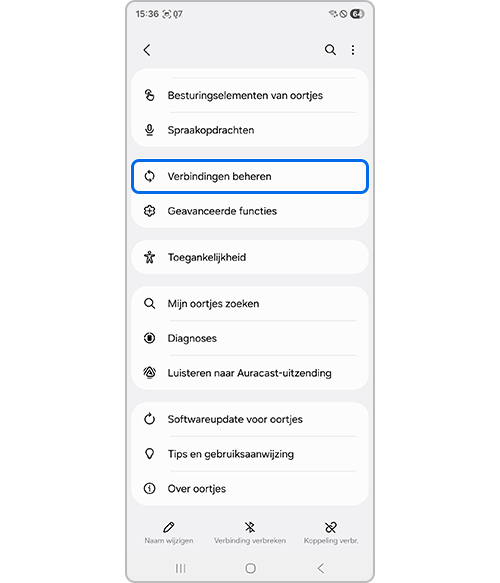 Scroll door het menu