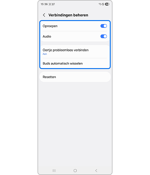 Selecteer voorwaarden voor Bluetooth