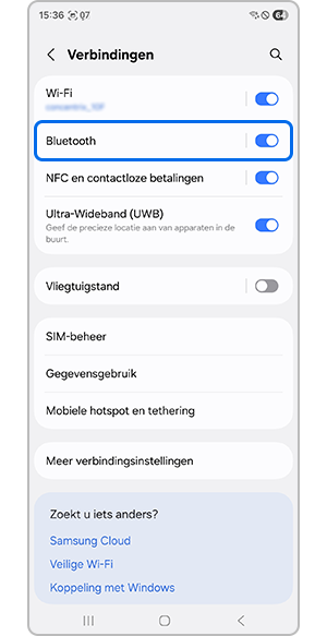 Tik op 'Verbindingen' via Instellingen