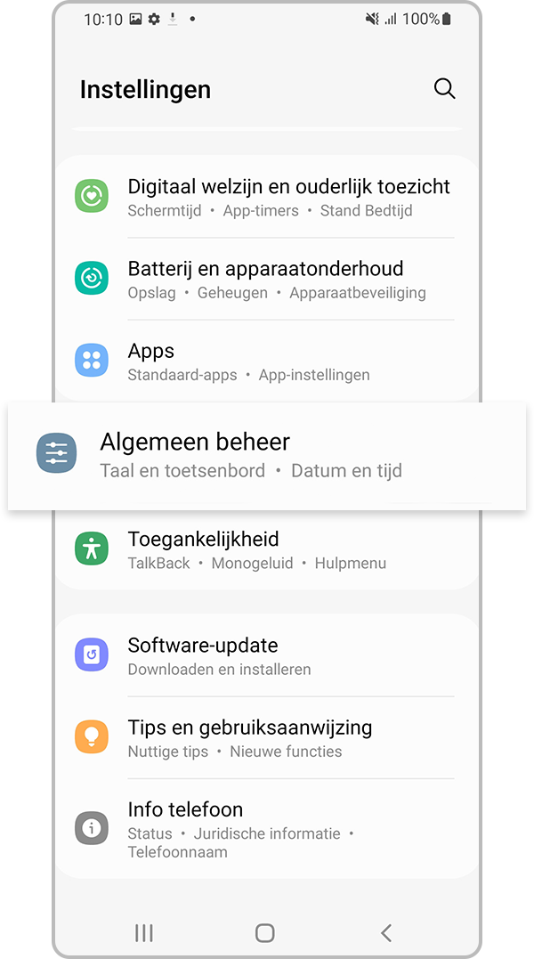 Instellingen Algemeen beheer