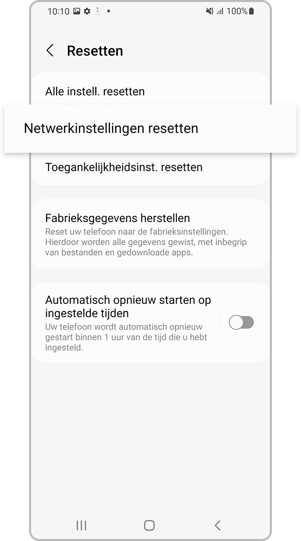 Selecteer Netwerkinstellingen resetten