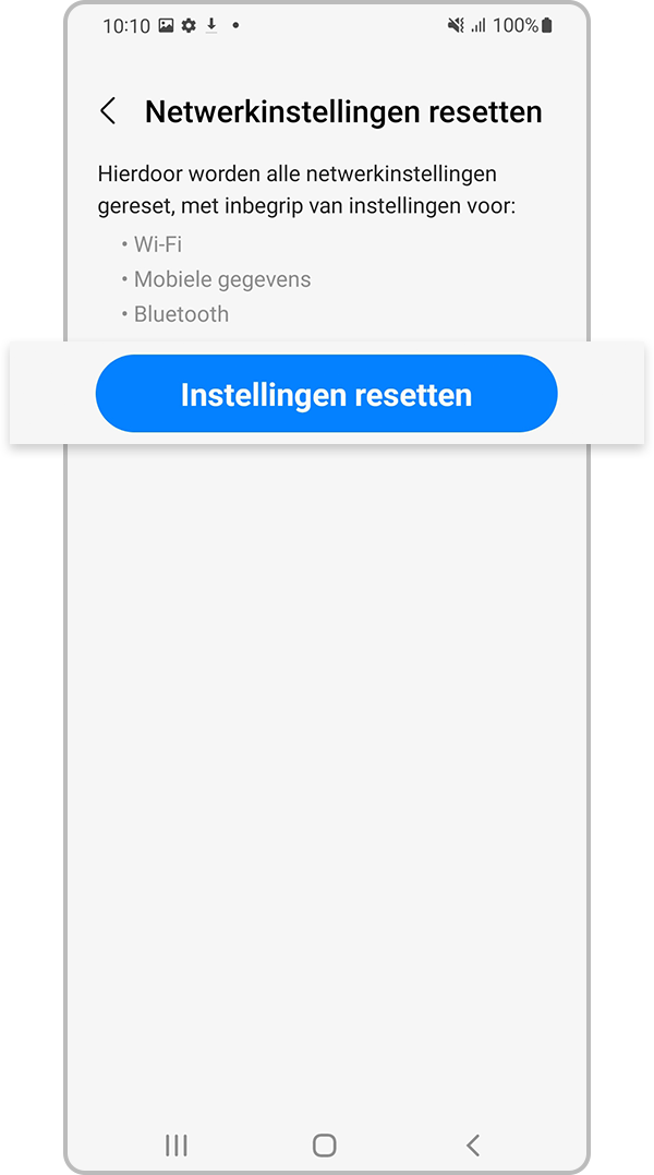 Tik op instellingen resetten