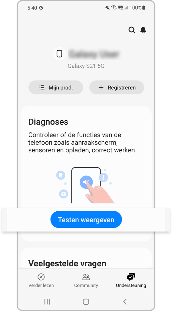 Bekijk de tests onder Diagnoses