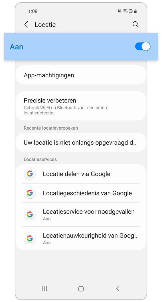 Zet Locatie-instelling aan
