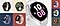 Huit combinaisons de couleurs différentes des appareils Galaxy Watch5 Bespoke Edition présentées sur huit tuiles de couleurs différentes, chacune légèrement inclinée.