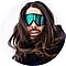 Mason Mashon barbu et aux longs cheveux bruns avec des lunettes de ski réfléchissantes