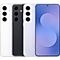 Vue arrière de trois téléphones Galaxy S25FE dans les couleurs White, Jetblack, Icyblue et vue avant d'un Galaxy S25FE en Navy.