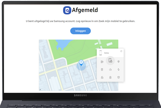 Aanmelden is geselecteerd op de Find My Mobile-webpagina