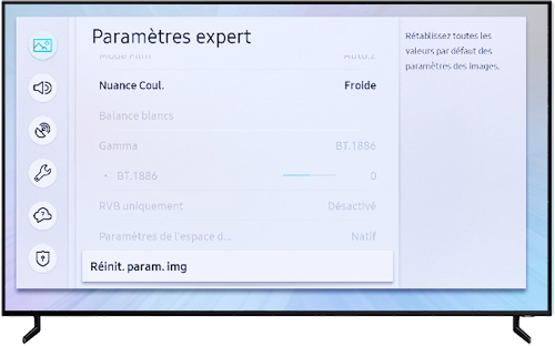Réinitialiser les paramètres de l'image sur ma télévision Samsung