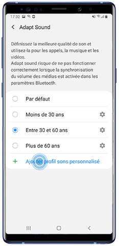 Sélectionnez Ajouter profil sons personnalisé
