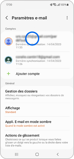 Aperçu des paramètres de l'application E-mail de Samsung