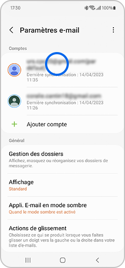 Aperçu des paramètres de l'application E-mail de Samsung