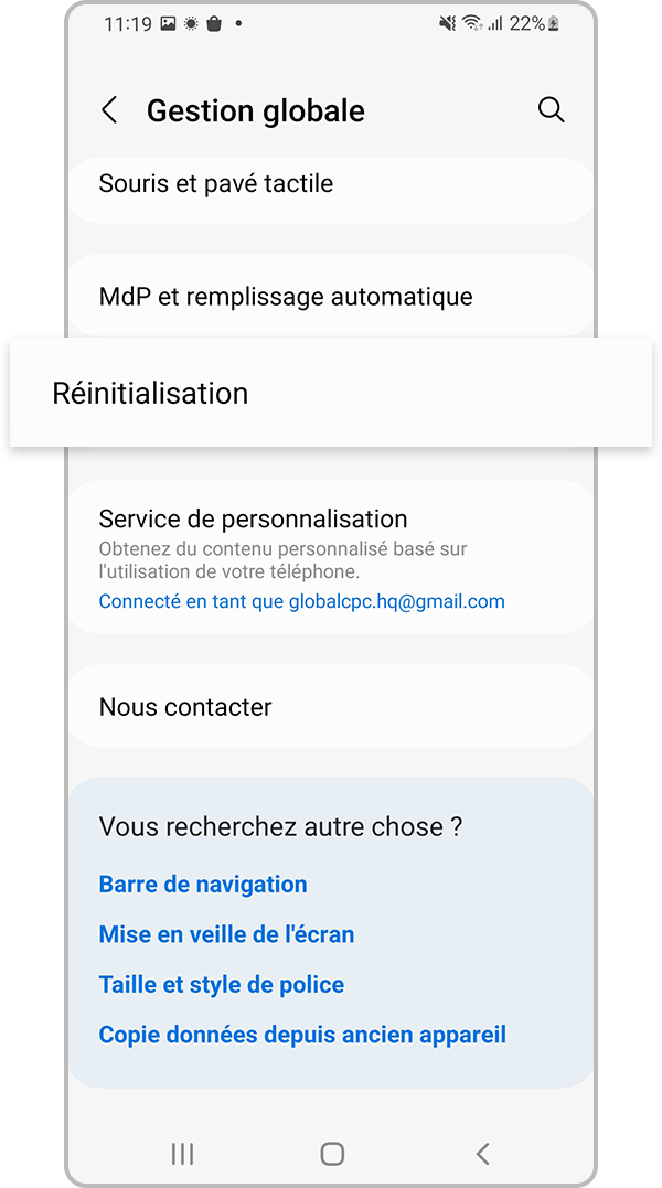 Sélectionnez Réinitialiser.