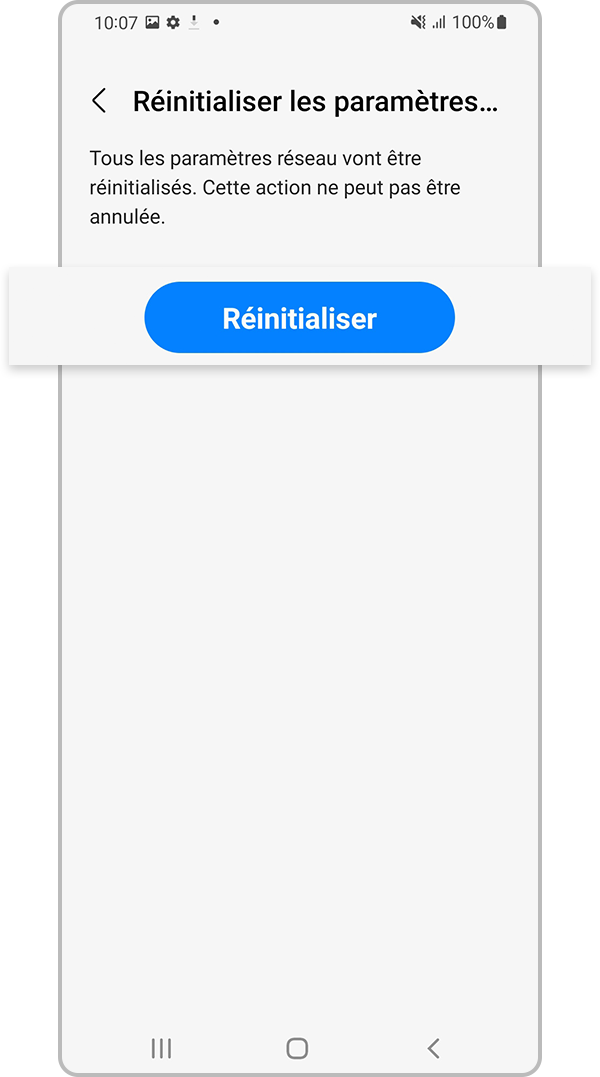 Appuyer sur Réinitialiser
