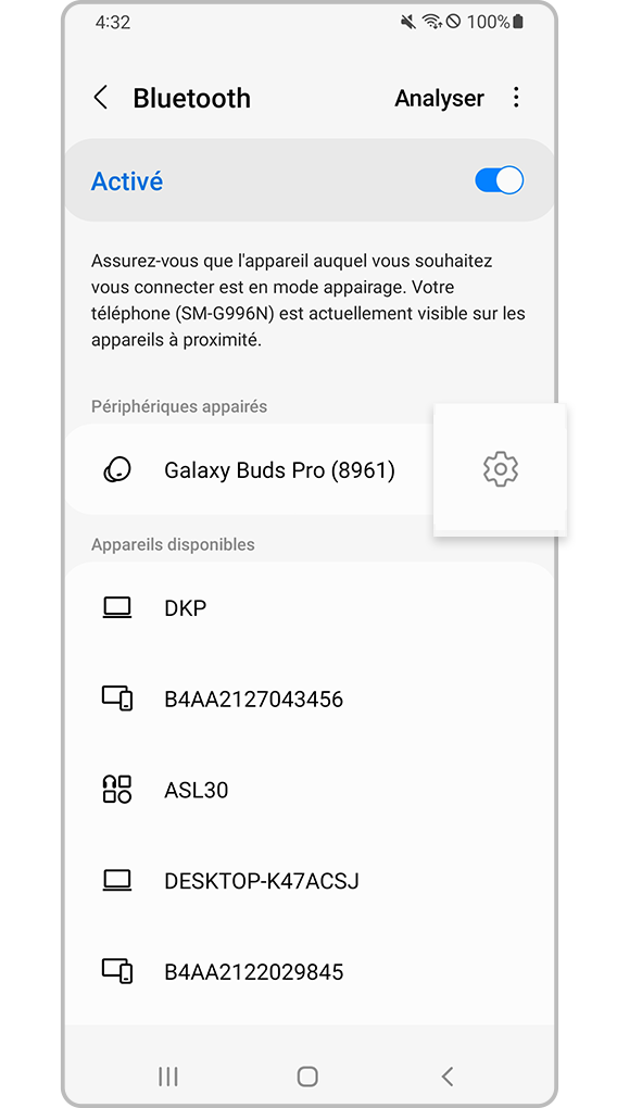 réparation de la connexion bluetooth de l’appareil - étape 3