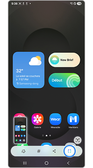 Sélectionnez depuis la barre d'outils de capture d'écran