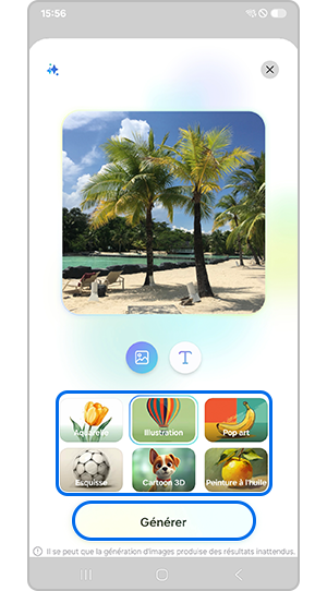 Appuyez sur Concevoir et Générer