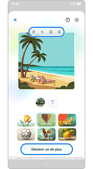 Enregistrez ou appuyez sur le concept pour générer une autre image
