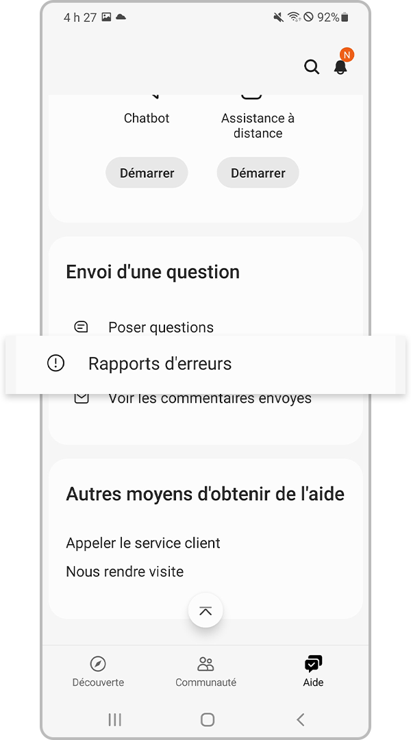 rapports d’erreur - étape 1
