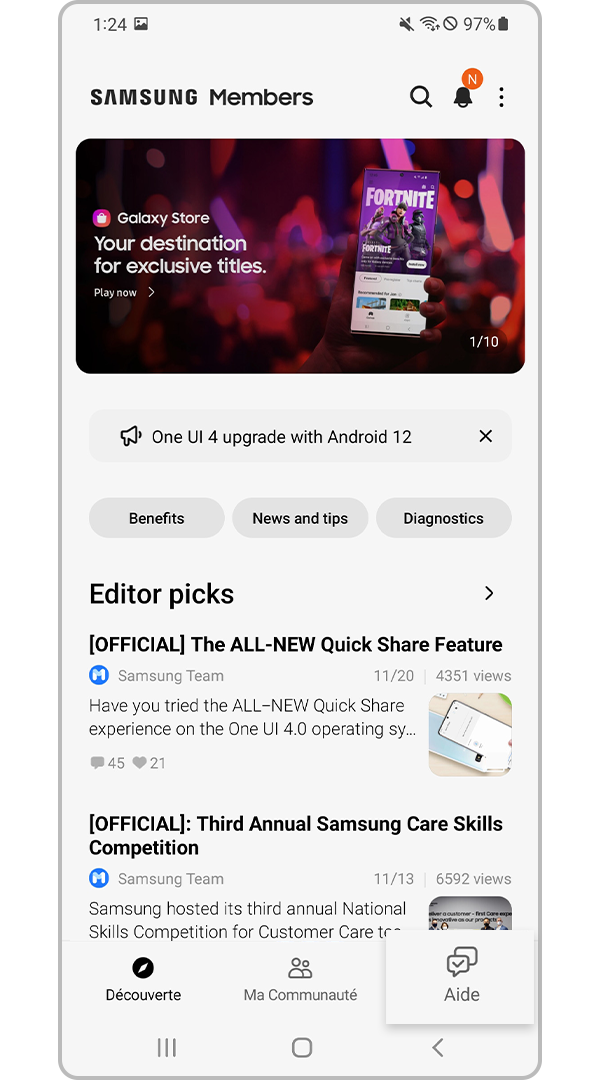 Aide de l’application Samsung Members